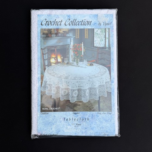 Royal crochet vinyl tablecloth - royal,