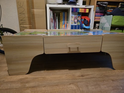 Wooden train table with - table, track