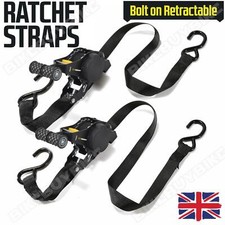 2X Heavy Duty Retractable Auto Retract Ratchet Tie Down Strap 25mm x 3.3 M +Hook