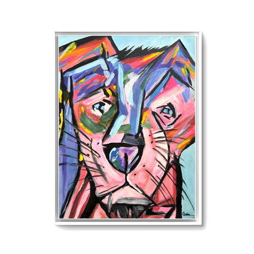 Colourful dog original cubist - colourful, dog,