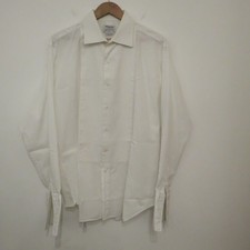 TM LEWIN Dinner Tuxedo Shirt 17.5 White Marcella Black Tie Evening London Slim