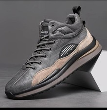 Men's Leather Trainers Grey