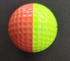 PING - HALF & HALF - KARSTEN EYE GOLF BALL - ORANGE and YELLOW - USED CONDITION