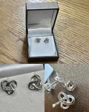 9ct White Gold Celtic Cz Stud