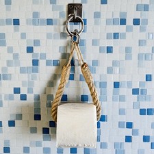 Jute Rope Toilet Roll Holder ~ Stainless Steel Nautical Mount ~ Fixings Included