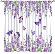 Watercolour Butterfly Curtain, Purple Nature Plant Lavender Beautiful Free 