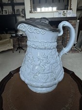 Beautiful Tam O'Shanter relief-moulded stoneware jug . Blue.