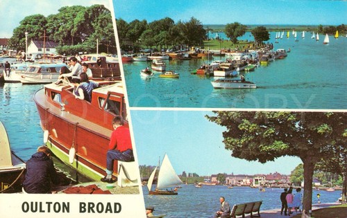 Oulton broad vtg postcard - oulton,