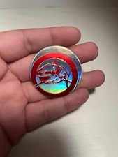 Vntg POG 1990s Shark Foil Shiny Silver Red Cap Milk Bottle Top HTF Toy Game RARE