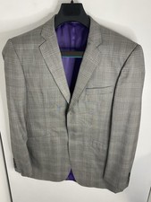 Oswald Boateng Mens Grey Check Suit Jacket Smart Blazer Pure New Wool Size 40R
