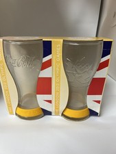 2x Yellow Coca Cola Glass