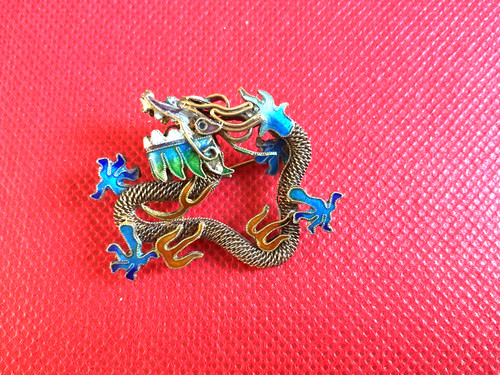 Chinese dragon brooch - chinese,