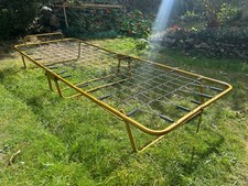 Vintage Folding Gold Metal Guest Camp Bed Frame with Coil Springs 1950s Retro.