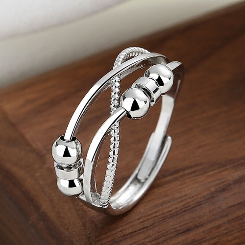 Silver anxiety fidget ring - fidget,