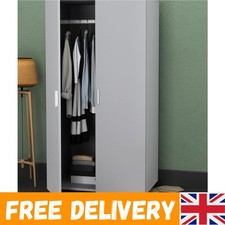 Orlando Wooden Kids Wardrobe - Durable 2 Door Design with Hanging Bar in Grey