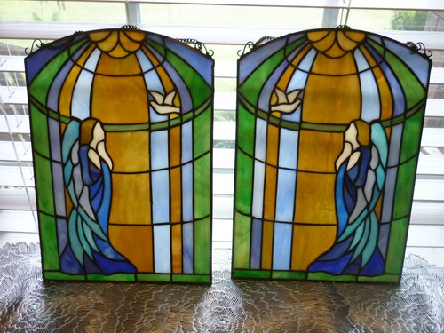Pair stained glass angel - pair,