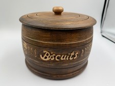 Treasure Craft Stunning Wooden Biscuit Barrel With Liner & Lid Jar Storage