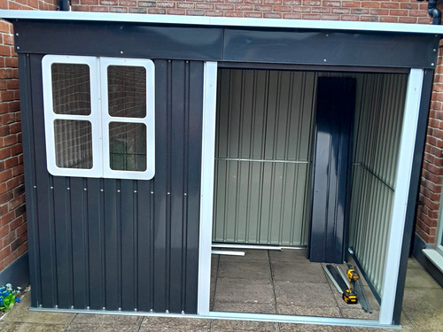 Metal garden shed black grey - garden, black/grey