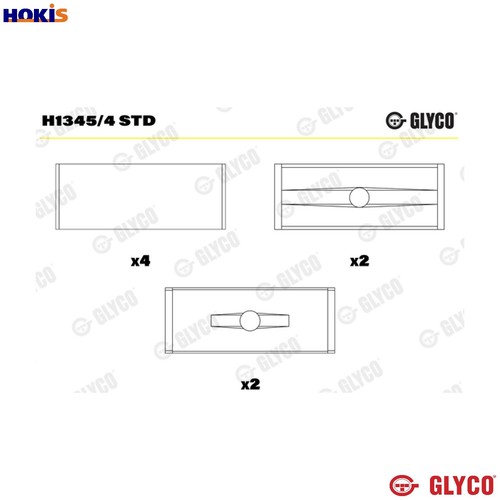 Crankshaft bearing h1345 std - crankshaft,
