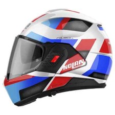 Nolan N120 1 N-COM SUBWAY WHITE RED BLUE FLIP BACK MOTORCYCLE MOTORBIKE HELMET