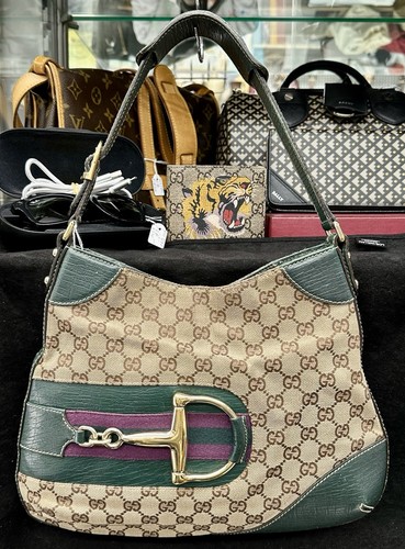 Gucci horsebit canvas hobo - gucci, gg