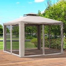 3 x 3 Metre Metal Gazebo Garden Outdoor 2-Tier Roof Marquee Party Tent Taup