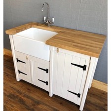 Pine Freestanding Belfast Butler Sink Unit Solid Oak Top Rustic Shabby Chic