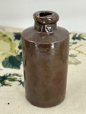 ANTIQUE DOULTON LAMBETH brown salt glazed stoneware ink bottle 11cm