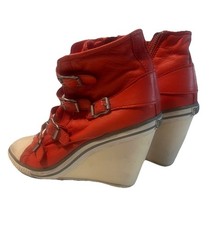 Ash Thelma 39 9 High Heel Wedge Sneakers Coral Red High Tops Booties Mules Pumps