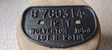 VINTAGE RAILWAY CAST IRON WAGON PLATE – B760314 12 TON WOLVERTON 1953