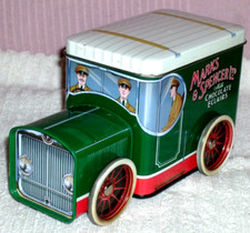 MARKS & SPENCER TIN (ECLAIRS - VINTAGE STYLE VAN - NOVELTY TIN) USED/VERY CLEAN