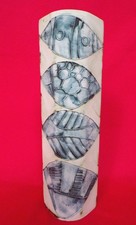 CARN POTTERY TALL BLUE CURVED VASE SIGNED by JOHN BEUSMANS - RARE