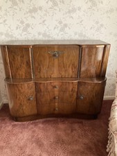 Antique Glass Display Cocktail Cabinet 1920s-1950s Beautility Walnut