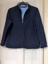 Sz M 14-16 Bonmarche BM Essentials Navy/ Sky L/S Soft Fleece Jacket Excellent