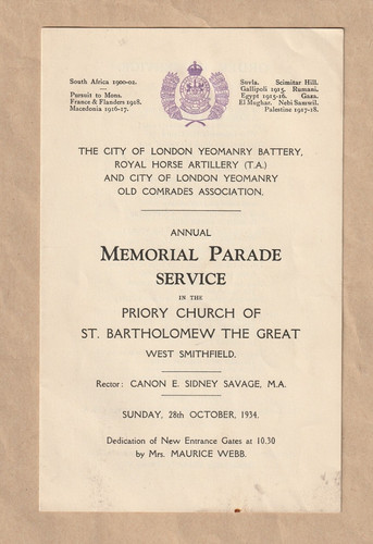 Memorial parade service 1934 - service.,