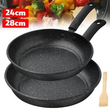 Non Stick Black Frying Pan Ceramic PTFE Coated For Gas Electric Induction Hob UK