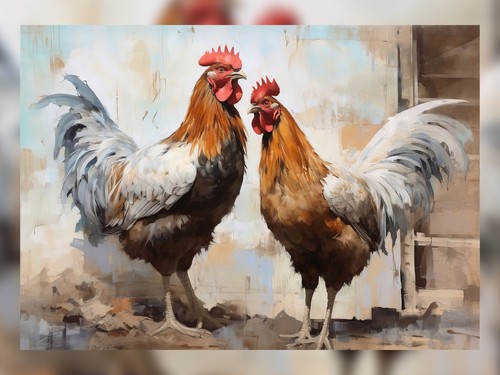 Feathered companions oil - feathered,