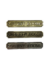GUEST ROOM  Door Sign PLAQUE + SCREWS SOLID POLISHED BRASS ANTIQUE BRONZE NICKEL