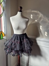 Living Dead Souls S black Row Rise Rara Tiered Tutu Goth Lace Star Punk Rave Emo