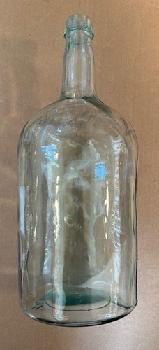 Vintage green glass demijohn - glass,