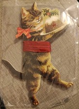 Vintage Past Times Frieze Christmas Cat Pudding Garland Decoration Bunting NEW