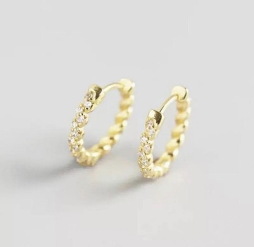 Gold hoop earrings - cz, huggie