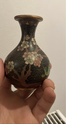 Chinese cloisonne enamel vase - chinese,