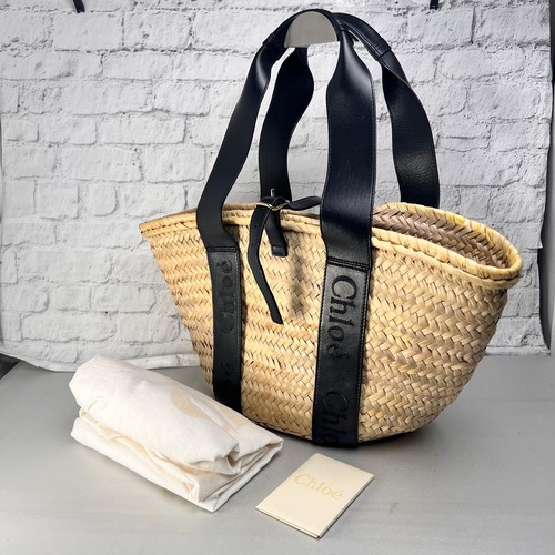 Chloe leather raffia handbag - chloe,