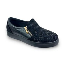 Ladies Womens Diamante Zip Up