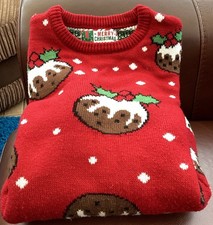 Men’s Red Christmas Pudding Jumper, Size XS, Chest 36”, Cedarwood State, vgc