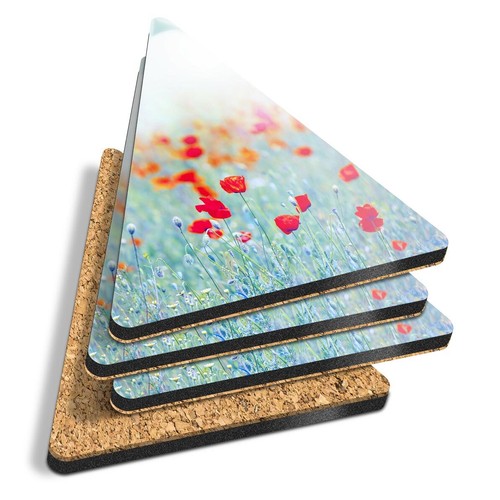 Triangle coasters poppy - 4x,