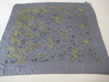 Vintage Opel Astra silk square scarf in duck egg blue with leaf motif