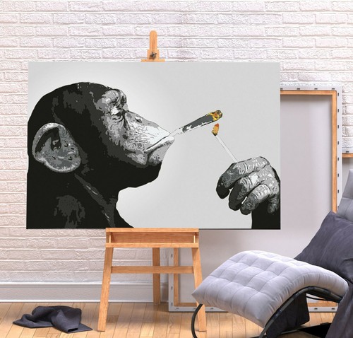 Banksy monkey chimp spliff - monkey,