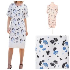 White Mix Dress Size 20 DAMART Ladies Short Sleeve Lined Lightweight Smart  Plus